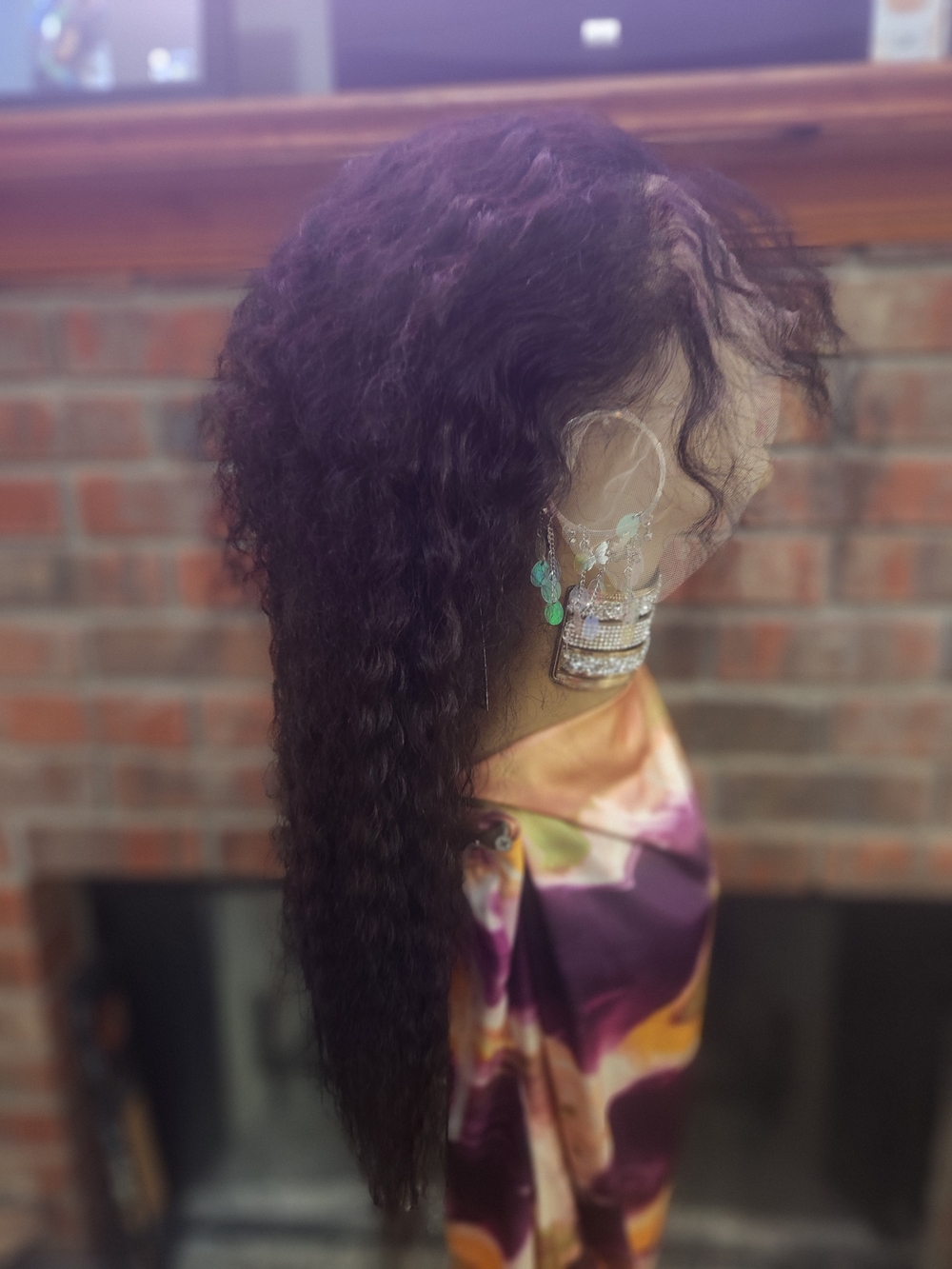 Long Curly Lace Front Wig in Deep Brown